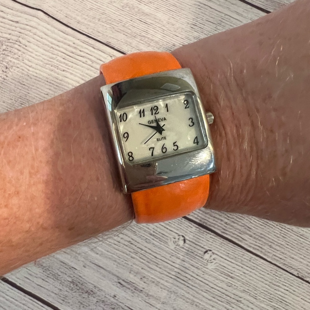 Ladies Geneva Orange Cuff Watch